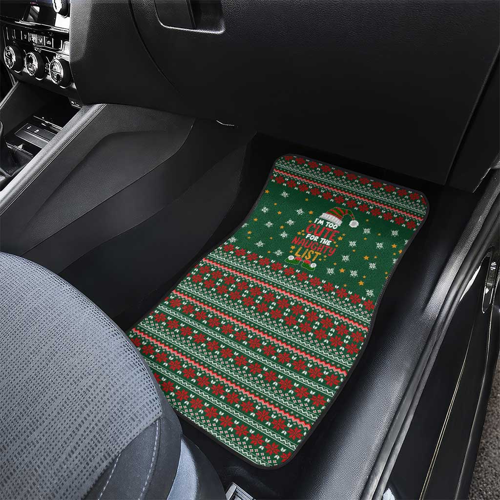 Too Cute For The Naughty List Christmas Car Mats Xmas Holiday Patterns - Wonder Print Shop