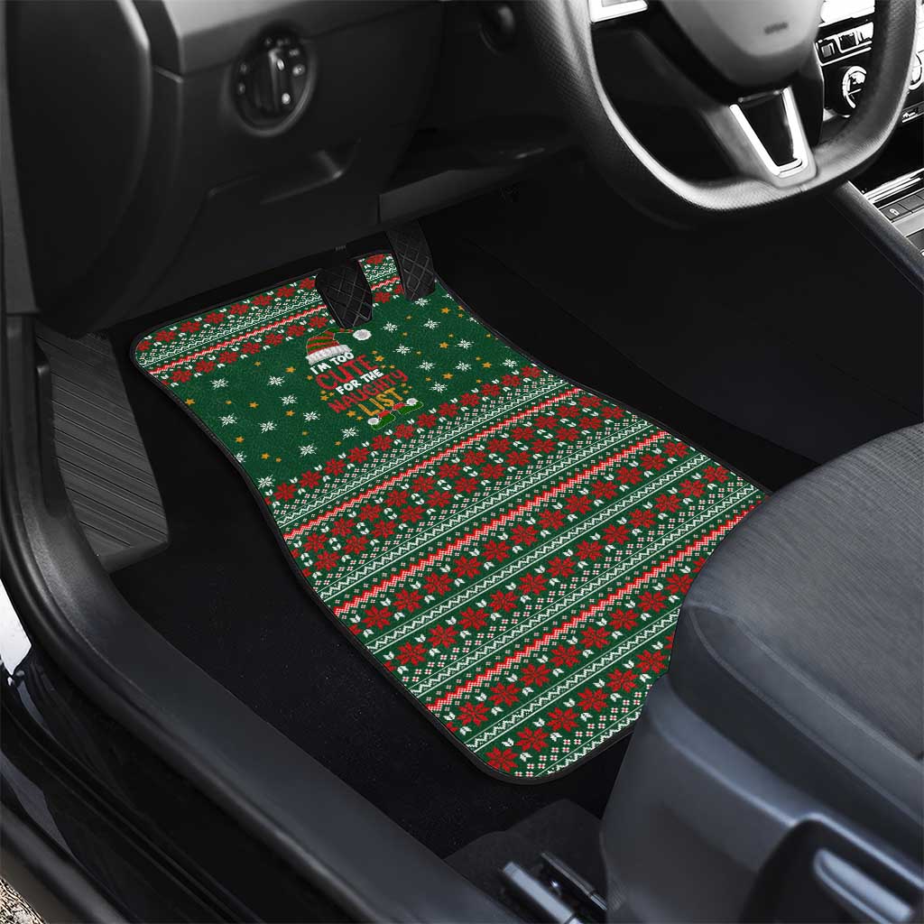 Too Cute For The Naughty List Christmas Car Mats Xmas Holiday Patterns - Wonder Print Shop