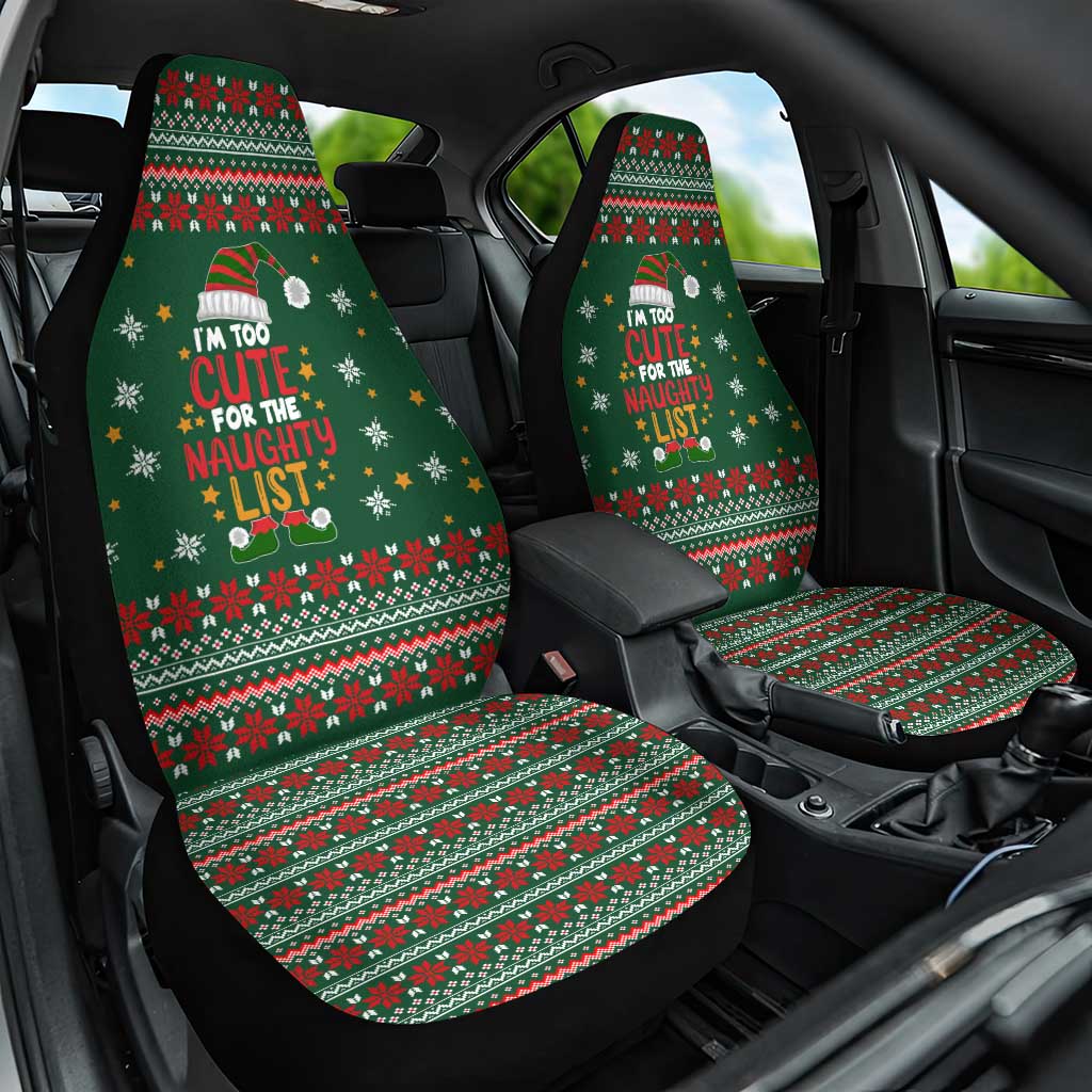 Too Cute For The Naughty List Christmas Car Seat Cover Xmas Holiday Patterns - Wonder Print Shop