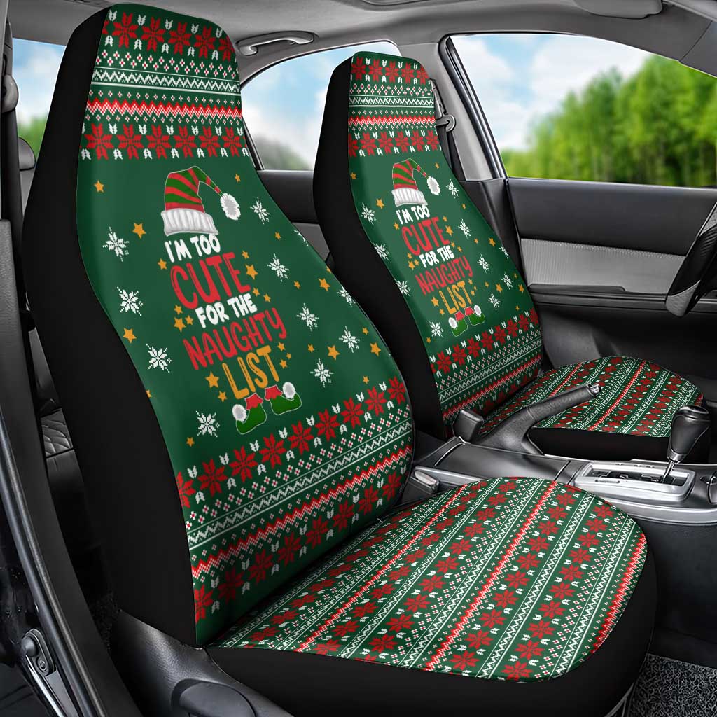 Too Cute For The Naughty List Christmas Car Seat Cover Xmas Holiday Patterns - Wonder Print Shop