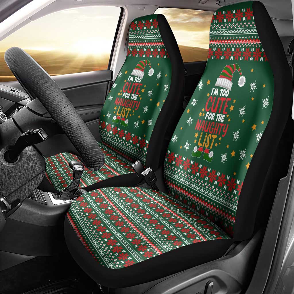 Too Cute For The Naughty List Christmas Car Seat Cover Xmas Holiday Patterns - Wonder Print Shop