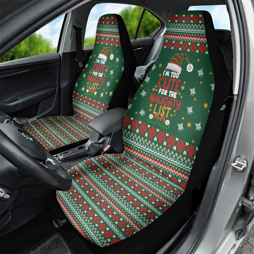 Too Cute For The Naughty List Christmas Car Seat Cover Xmas Holiday Patterns - Wonder Print Shop