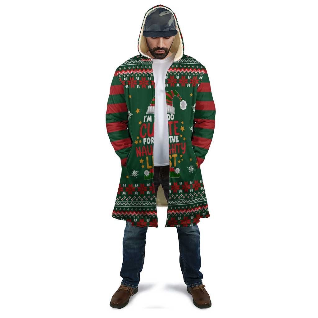 Too Cute For The Naughty List Christmas Cloak Xmas Holiday Patterns - Wonder Print Shop