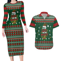 Too Cute For The Naughty List Christmas Couples Matching Long Sleeve Bodycon Dress and Hawaiian Shirt Xmas Holiday Patterns - Wonder Print Shop