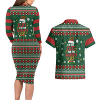 Too Cute For The Naughty List Christmas Couples Matching Long Sleeve Bodycon Dress and Hawaiian Shirt Xmas Holiday Patterns - Wonder Print Shop
