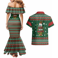 Too Cute For The Naughty List Christmas Couples Matching Mermaid Dress and Hawaiian Shirt Xmas Holiday Patterns - Wonder Print Shop