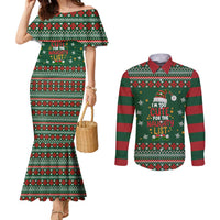 Too Cute For The Naughty List Christmas Couples Matching Mermaid Dress and Long Sleeve Button Shirt Xmas Holiday Patterns - Wonder Print Shop