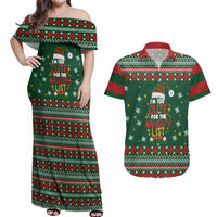 Too Cute For The Naughty List Christmas Couples Matching Off Shoulder Maxi Dress and Hawaiian Shirt Xmas Holiday Patterns - Wonder Print Shop