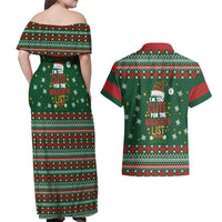Too Cute For The Naughty List Christmas Couples Matching Off Shoulder Maxi Dress and Hawaiian Shirt Xmas Holiday Patterns - Wonder Print Shop