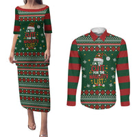 Too Cute For The Naughty List Christmas Couples Matching Puletasi and Long Sleeve Button Shirt Xmas Holiday Patterns - Wonder Print Shop