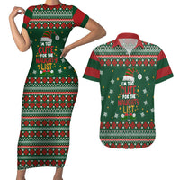 Too Cute For The Naughty List Christmas Couples Matching Short Sleeve Bodycon Dress and Hawaiian Shirt Xmas Holiday Patterns - Wonder Print Shop