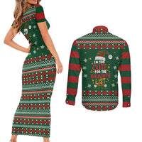 Too Cute For The Naughty List Christmas Couples Matching Short Sleeve Bodycon Dress and Long Sleeve Button Shirt Xmas Holiday Patterns - Wonder Print Shop