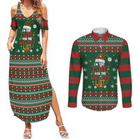 Too Cute For The Naughty List Christmas Couples Matching Summer Maxi Dress and Long Sleeve Button Shirt Xmas Holiday Patterns - Wonder Print Shop