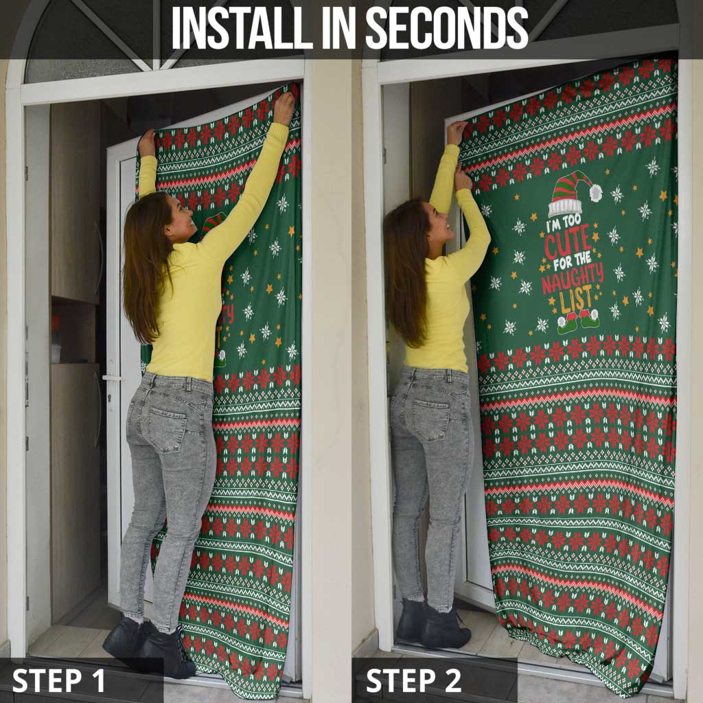 Too Cute For The Naughty List Christmas Door Cover Xmas Holiday Patterns - Wonder Print Shop