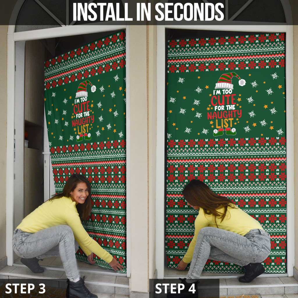 Too Cute For The Naughty List Christmas Door Cover Xmas Holiday Patterns - Wonder Print Shop
