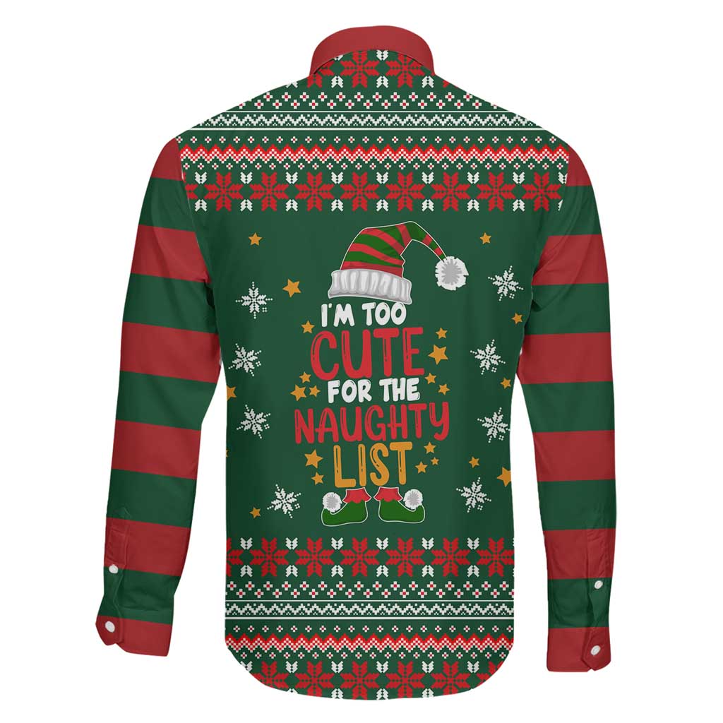 Too Cute For The Naughty List Christmas Family Matching Long Sleeve Bodycon Dress and Hawaiian Shirt Xmas Holiday Patterns - Wonder Print Shop