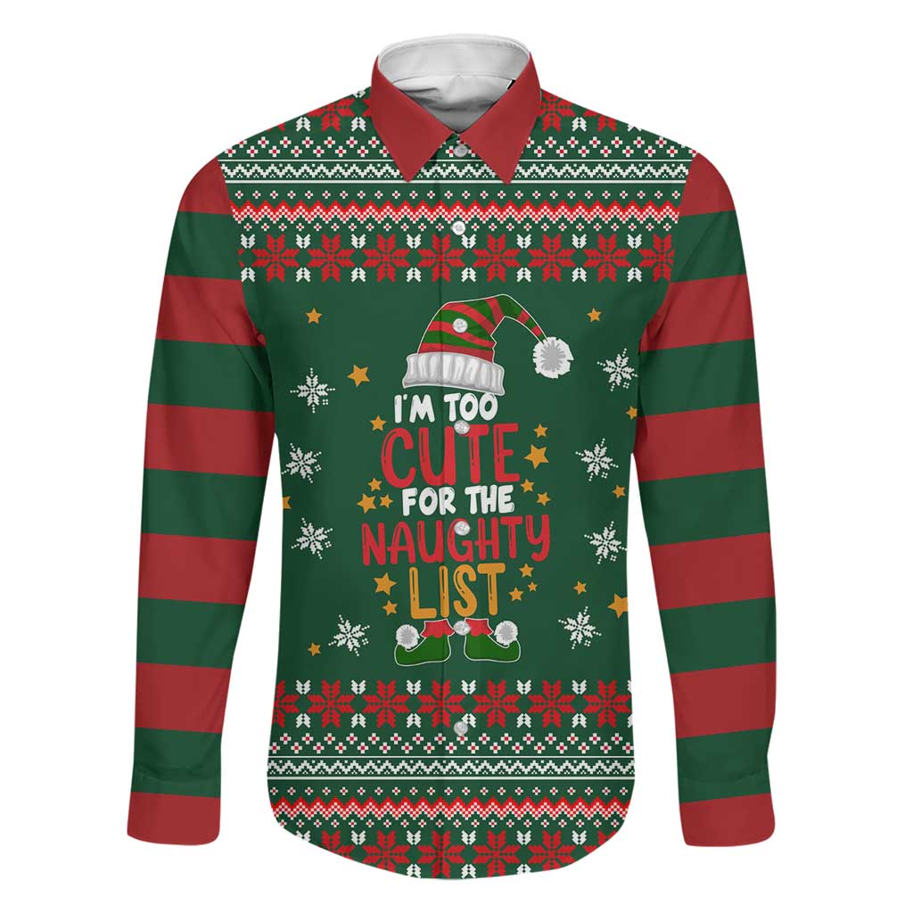 Too Cute For The Naughty List Christmas Family Matching Mermaid Dress and Hawaiian Shirt Xmas Holiday Patterns - Wonder Print Shop