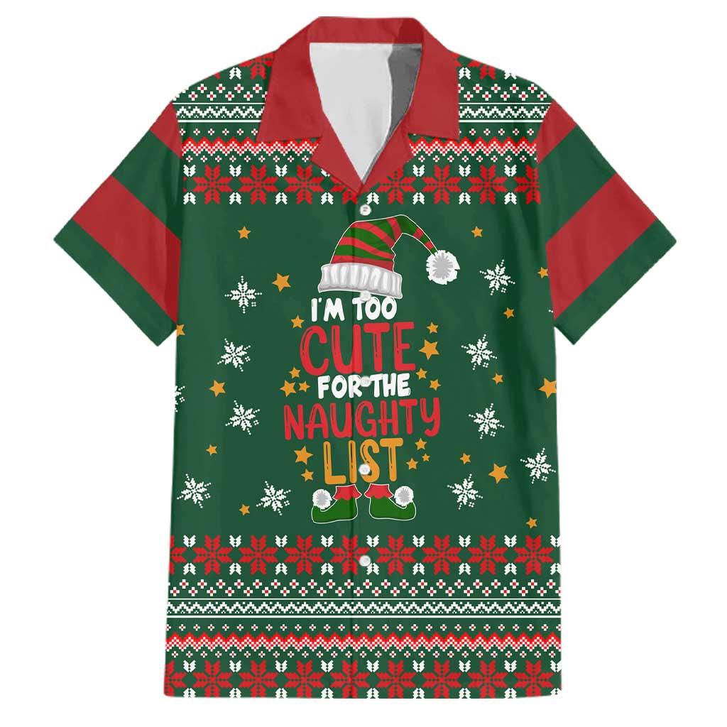 Too Cute For The Naughty List Christmas Family Matching Off Shoulder Maxi Dress and Hawaiian Shirt Xmas Holiday Patterns - Wonder Print Shop
