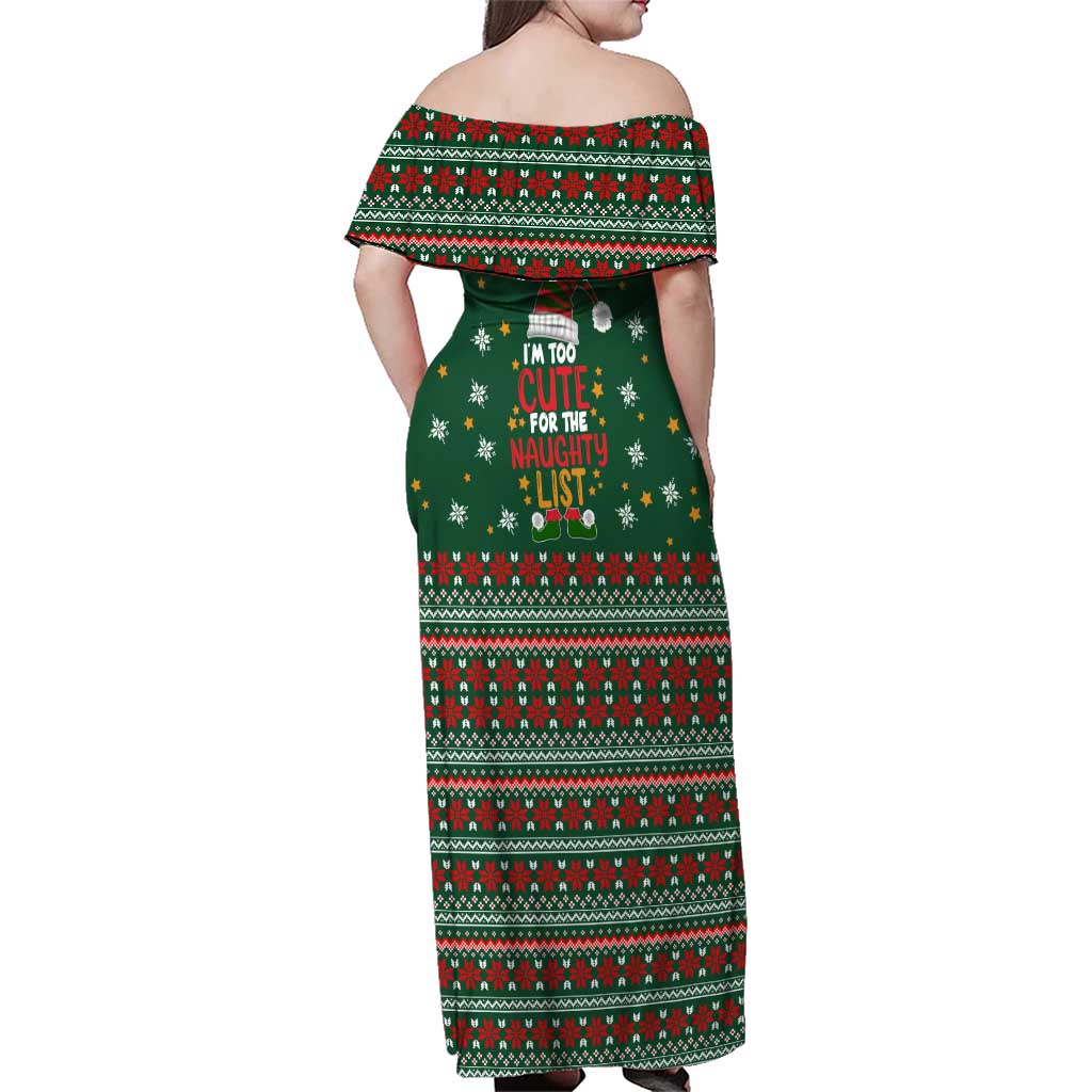 Too Cute For The Naughty List Christmas Family Matching Off Shoulder Maxi Dress and Hawaiian Shirt Xmas Holiday Patterns - Wonder Print Shop
