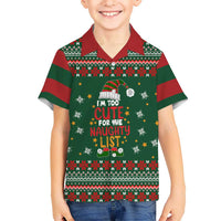 Too Cute For The Naughty List Christmas Family Matching Off Shoulder Maxi Dress and Hawaiian Shirt Xmas Holiday Patterns - Wonder Print Shop