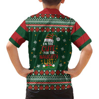 Too Cute For The Naughty List Christmas Family Matching Off Shoulder Short Dress and Hawaiian Shirt Xmas Holiday Patterns - Wonder Print Shop