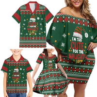 Too Cute For The Naughty List Christmas Family Matching Off Shoulder Short Dress and Hawaiian Shirt Xmas Holiday Patterns - Wonder Print Shop