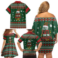 Too Cute For The Naughty List Christmas Family Matching Off Shoulder Short Dress and Hawaiian Shirt Xmas Holiday Patterns - Wonder Print Shop