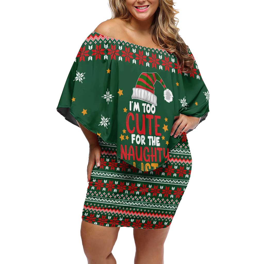 Too Cute For The Naughty List Christmas Family Matching Off Shoulder Short Dress and Hawaiian Shirt Xmas Holiday Patterns - Wonder Print Shop