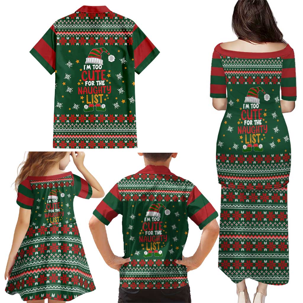Too Cute For The Naughty List Christmas Family Matching Puletasi and Hawaiian Shirt Xmas Holiday Patterns - Wonder Print Shop
