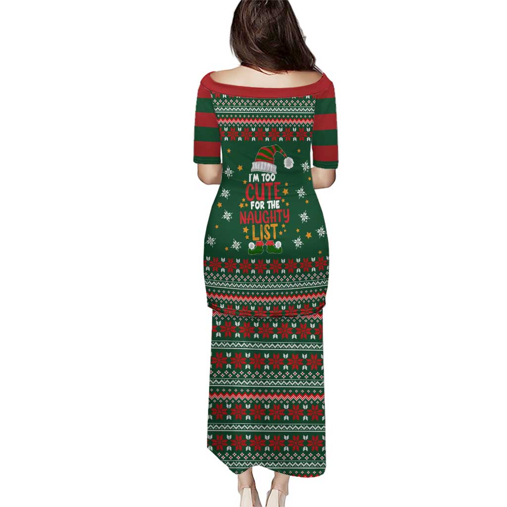 Too Cute For The Naughty List Christmas Family Matching Puletasi and Hawaiian Shirt Xmas Holiday Patterns - Wonder Print Shop