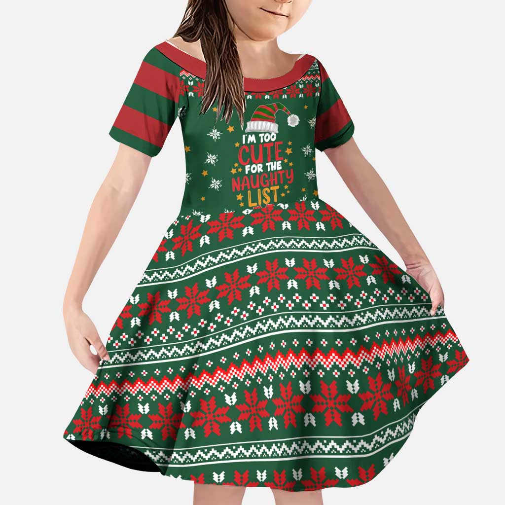 Too Cute For The Naughty List Christmas Family Matching Summer Maxi Dress and Hawaiian Shirt Xmas Holiday Patterns - Wonder Print Shop