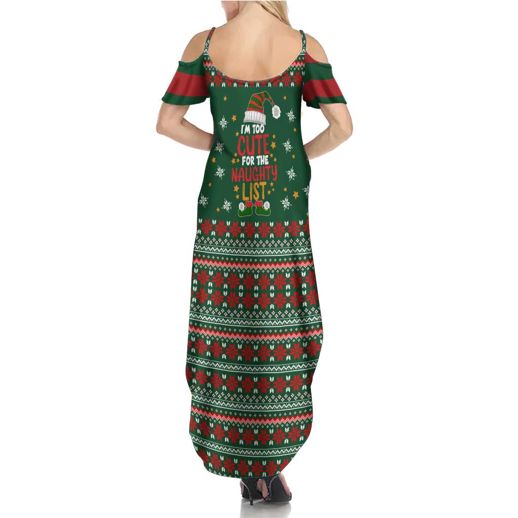 Too Cute For The Naughty List Christmas Family Matching Summer Maxi Dress and Hawaiian Shirt Xmas Holiday Patterns - Wonder Print Shop