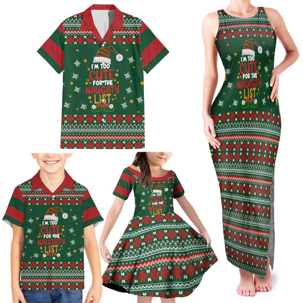 Too Cute For The Naughty List Christmas Family Matching Tank Maxi Dress and Hawaiian Shirt Xmas Holiday Patterns - Wonder Print Shop