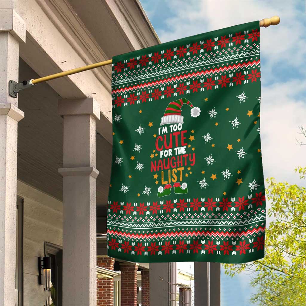 Too Cute For The Naughty List Christmas Garden Flag Xmas Holiday Patterns - Wonder Print Shop