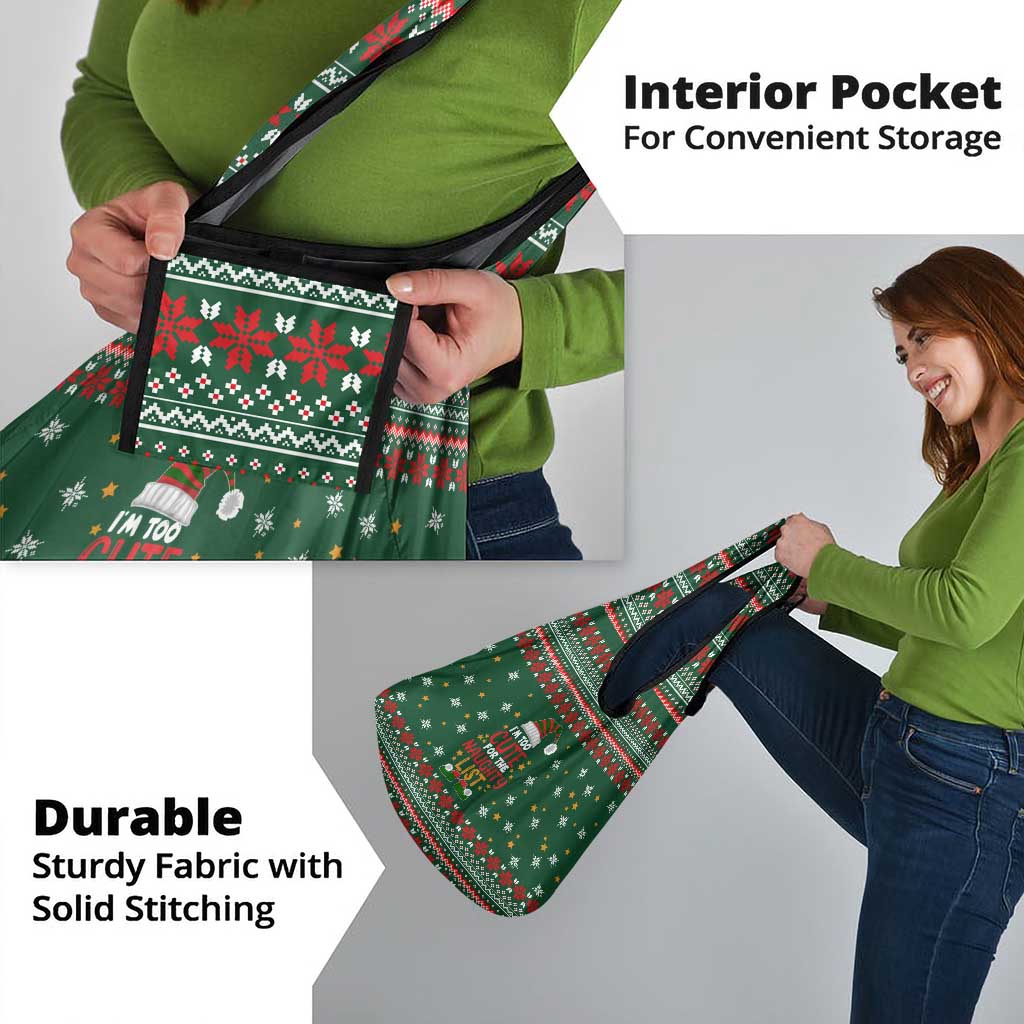 Too Cute For The Naughty List Christmas Grocery Bag Xmas Holiday Patterns - Wonder Print Shop