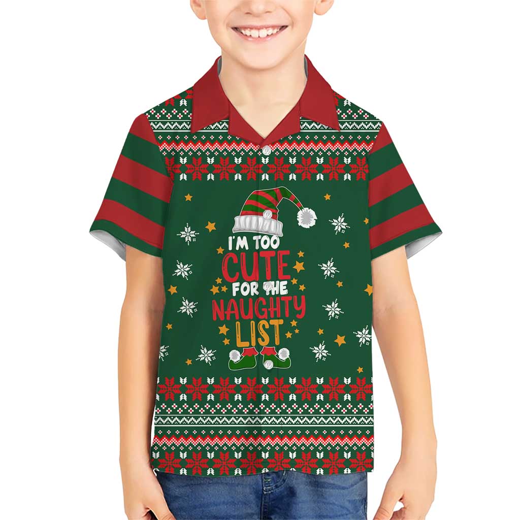 Too Cute For The Naughty List Christmas Hawaiian Shirt Xmas Holiday Patterns - Wonder Print Shop
