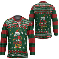 Too Cute For The Naughty List Christmas Hockey Jersey Xmas Holiday Patterns - Wonder Print Shop