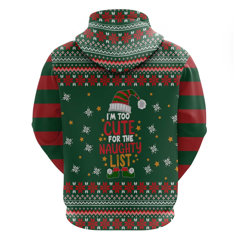 Too Cute For The Naughty List Christmas Hoodie Xmas Holiday Patterns - Wonder Print Shop