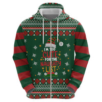 Too Cute For The Naughty List Christmas Hoodie Xmas Holiday Patterns - Wonder Print Shop