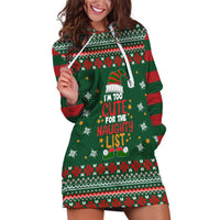 Too Cute For The Naughty List Christmas Hoodie Dress Xmas Holiday Patterns - Wonder Print Shop