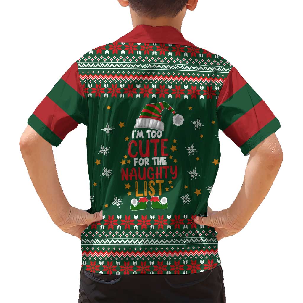 Too Cute For The Naughty List Christmas Kid Hawaiian Shirt Xmas Holiday Patterns - Wonder Print Shop