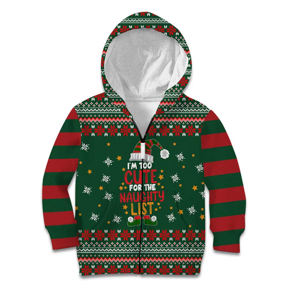 Too Cute For The Naughty List Christmas Kid Hoodie Xmas Holiday Patterns - Wonder Print Shop