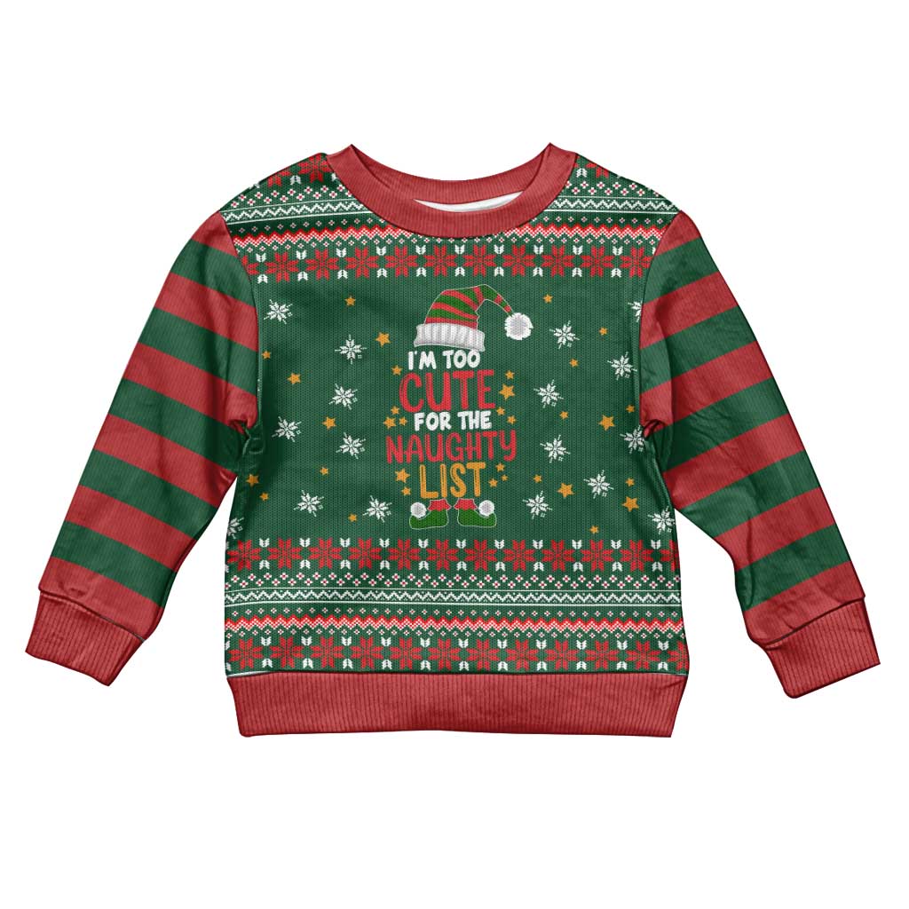 Too Cute For The Naughty List Christmas Kid Ugly Christmas Sweater Xmas Holiday Patterns - Wonder Print Shop