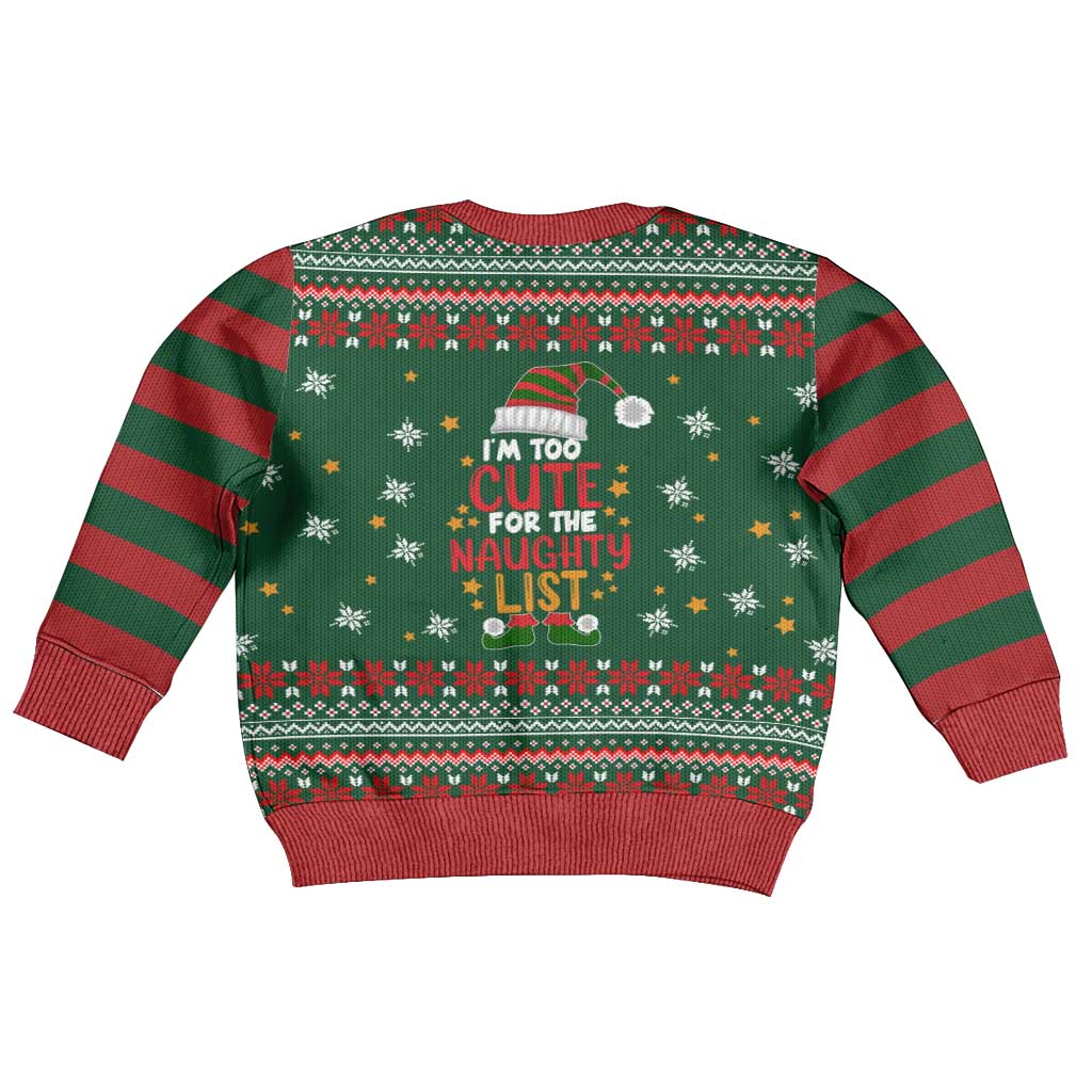 Too Cute For The Naughty List Christmas Kid Ugly Christmas Sweater Xmas Holiday Patterns - Wonder Print Shop