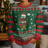 Too Cute For The Naughty List Christmas Kid Ugly Christmas Sweater Xmas Holiday Patterns - Wonder Print Shop