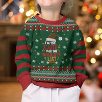 Too Cute For The Naughty List Christmas Kid Ugly Christmas Sweater Xmas Holiday Patterns - Wonder Print Shop