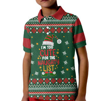 Too Cute For The Naughty List Christmas Kid Polo Shirt Xmas Holiday Patterns - Wonder Print Shop