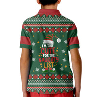 Too Cute For The Naughty List Christmas Kid Polo Shirt Xmas Holiday Patterns - Wonder Print Shop