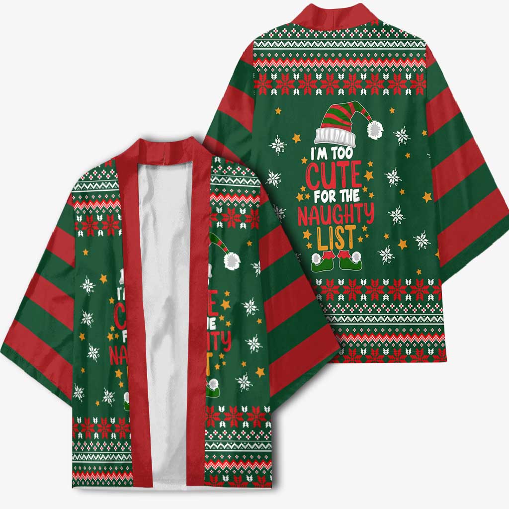 Too Cute For The Naughty List Christmas Kimono Xmas Holiday Patterns - Wonder Print Shop