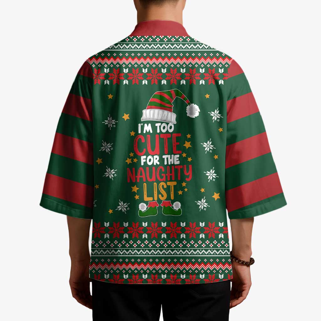 Too Cute For The Naughty List Christmas Kimono Xmas Holiday Patterns - Wonder Print Shop